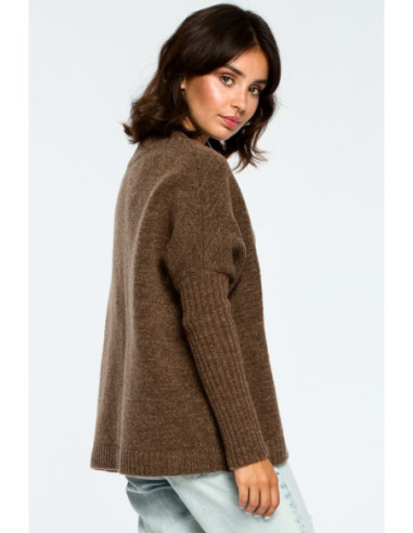 BK009 Storas megztinis su briaunuotomis rankovėmis -... 2