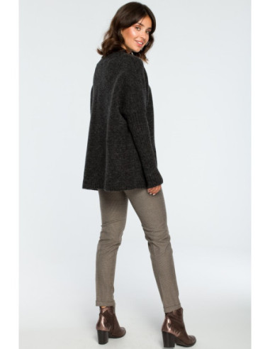 BK009 Storas megztinis su briaunuotomis rankovėmis -... 2