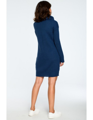 BK010 Megztinė mini suknelė su golfu - mėlyna 2