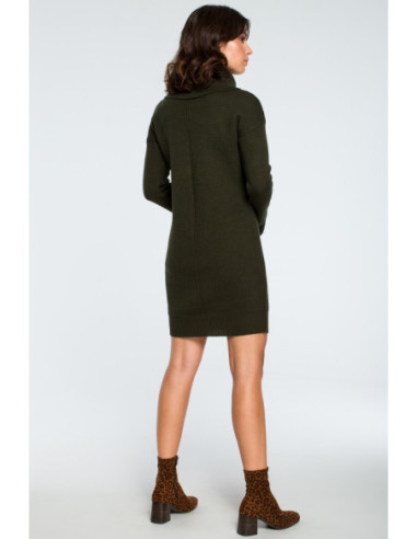 BK010 Megztinė mini suknelė su golfu - chaki spalvos 2