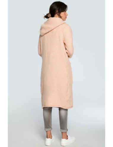 BK016 Ilgas megztinis su kišenėmis - šviesiai rožinis 2