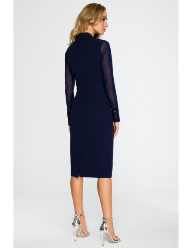 S136 Pieštuko formos suknelė su šifono rankovėmis -... 2