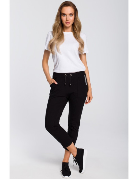 M411 Cigaretės kelnės 7/8 ilgio - juodos spalvos