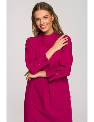 S318 Suknelė su dekoratyvinėmis klostėmis - slyvinė 2