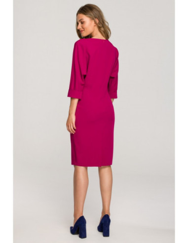 S324 Suknelė kimono rankovėmis - vienspalvė - slyvinė 2