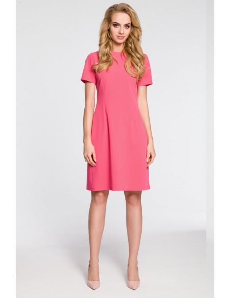 M309 Trapecijos formos suknelė su klostėmis nugaroje - rožinė