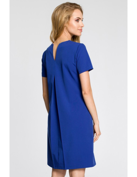 M309 Trapecijos formos suknelė su klostėmis nugaroje - rugiagėlių mėlyna