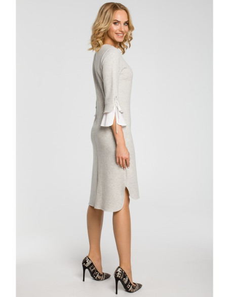 M327 Suknelė su sluoksniuotomis rankovėmis - pelenų spalvos