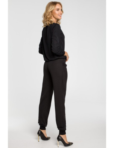 M332 Marginamos kelnės su pumpukais - juodos 2