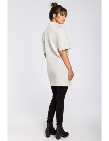 B051 Tiesi moteriška tunika su pusiau golfu - pelenų spalvos 2