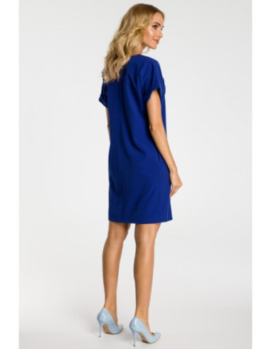 M337 Laisva suknelė su kontrastingais raukiniais ties... 2