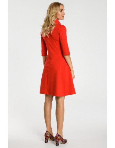 M349 Suknelė su užtrauktuku ir apykakle - raudona 2