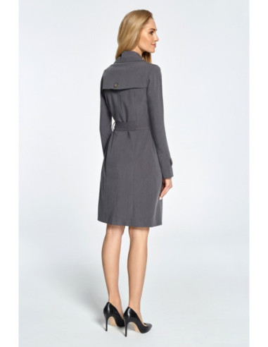 S094 Lengvai krentantis paltas su kilpomis diržui - pilkas 2