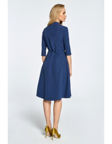 S099 Persidengianti midi suknelė su tuneliu - tamsiai mėlyna 2