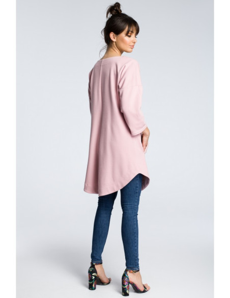 B064 Suknelė su pamušalu ir kišenėmis - pudros mėlyna