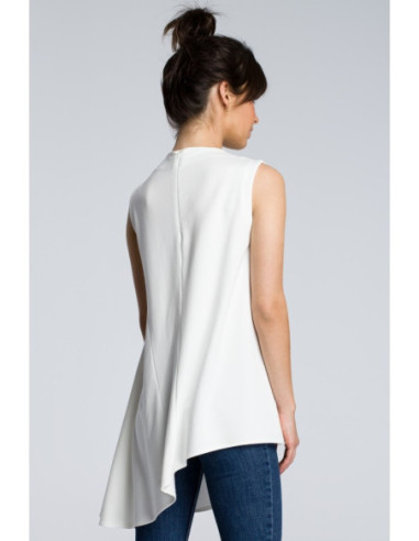 B069 Asimetriška palaidinė be rankovių - ecru spalvos 2