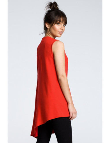 B069 Asimetriška palaidinė be rankovių - raudona 2