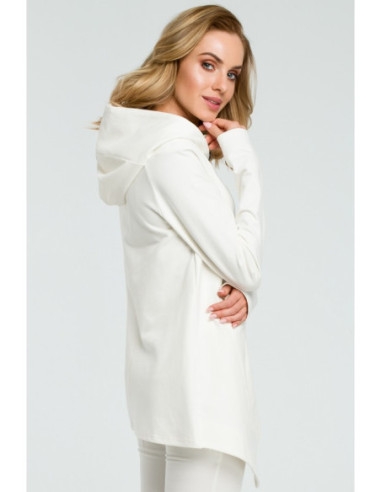 M390 Asimetriška palaidinė su užtrauktuku - ecru spalvos 2