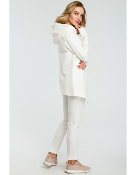 M390 Asimetriška palaidinė su užtrauktuku - ecru spalvos