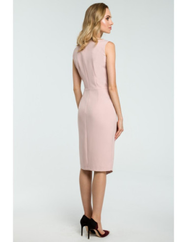 M395 Biuro suknelė su skirtuku - pudros mėlyna 2