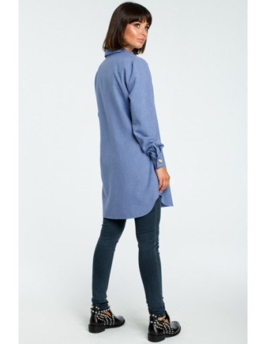 B086 Marškinių tunika su apykakle - mėlyna 2
