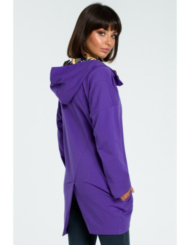 B091 Megztinis su užtrauktuku ir gobtuvu - violetinis 2