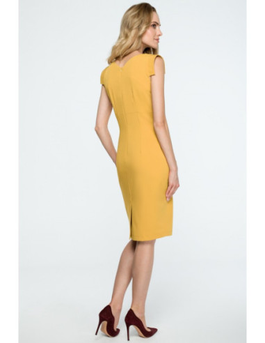 S121 Prigludusi suknelė be rankovių - geltona 2