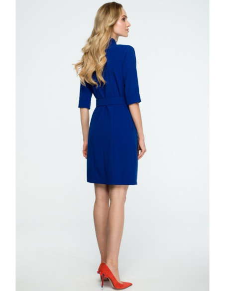 S120 Striukė suknelė su diržu - rugiagėlių mėlyna