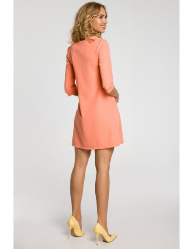 M029 Sklandi tunikos trapecijos formos suknelė - koralinė 2