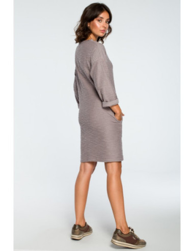 B096 Suknelė su kišenėmis priekyje - pilka 2