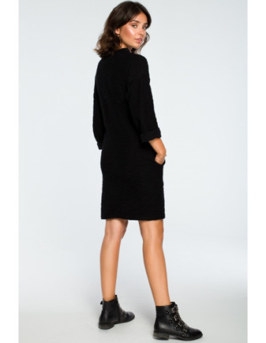 B096 Suknelė su kišenėmis priekyje - juoda 2