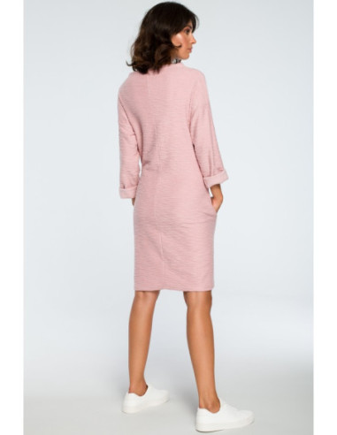 B096 Suknelė su kišenėmis priekyje - pudros mėlyna 2