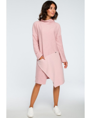 B098 Suknelė su asimetriškais dygsniais priekyje - pudros... 2