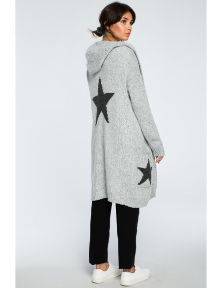 BK013 Megztinis su žvaigždutėmis - pilkas