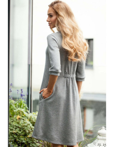 M403 Suknelė su gilia iškirpte - pilka 2