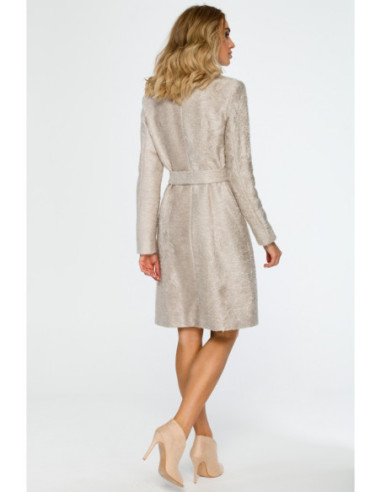 M410 Stilingas paltas su diržu - smėlio spalvos 2