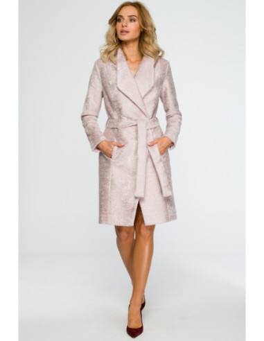 M410 Stilingas paltas su diržu - pudros mėlyna 2