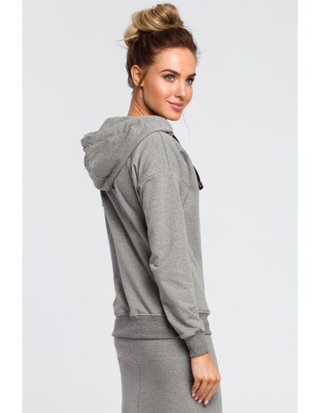 M420 Šilta striukė su užtrauktuku ir gobtuvu - pilka