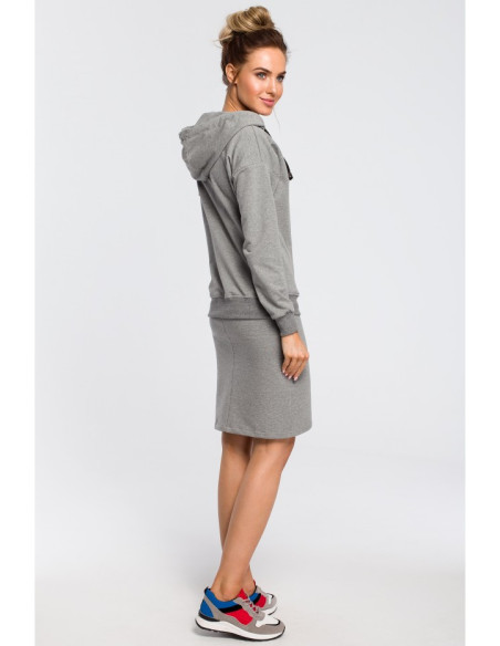 M420 Šilta striukė su užtrauktuku ir gobtuvu - pilka