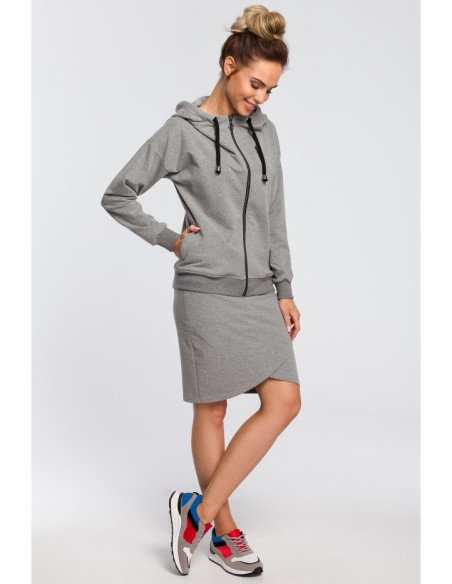 M420 Šilta striukė su užtrauktuku ir gobtuvu - pilka