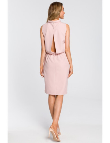 M423 Elegantiška suknelė su prakirpimu nugaroje - pudros... 2