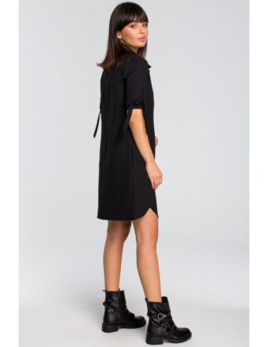 B112 Tunika su apykakle ir kaklaraiščiu - juoda 2