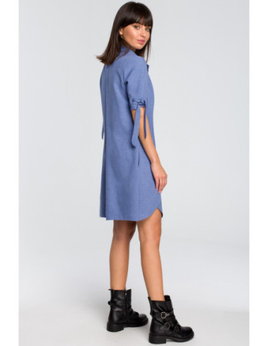 B112 Tunika su apykakle ir kaklaraiščiu - mėlyna 2