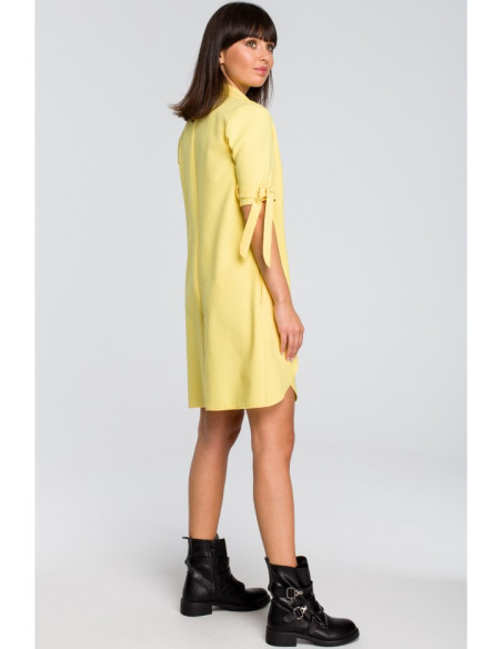 B112 Tunika su apykakle ir kaklaraiščiu - geltona