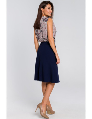 S141 Midi sijonas su snapeliu - tamsiai mėlynas 2