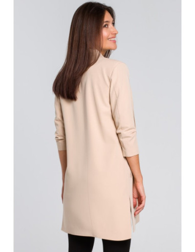 S142 Ilgas švarkas su šoninėmis iškirptėmis - smėlio spalvos 2