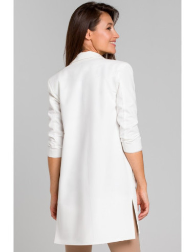 S142 Ilgas švarkas su šoninėmis iškirptėmis - ecru spalvos 2