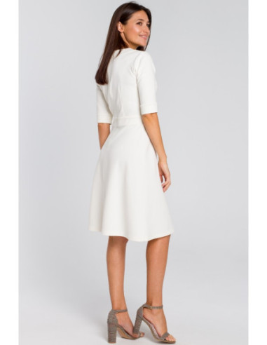 S153 Midi suknelė trumpomis rankovėmis - ecru spalvos 2