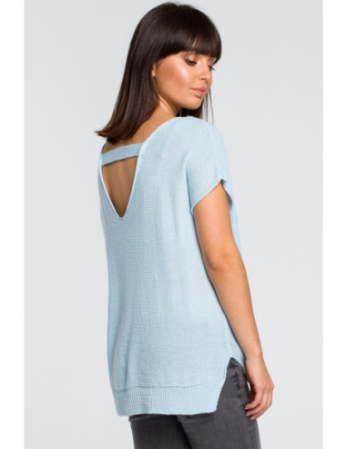 BK021 Megztinis su iškirpte nugaroje - mėlynas 2