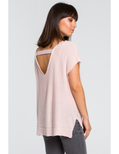 BK021 Megztinis su iškirpte nugaroje - rožinis 2